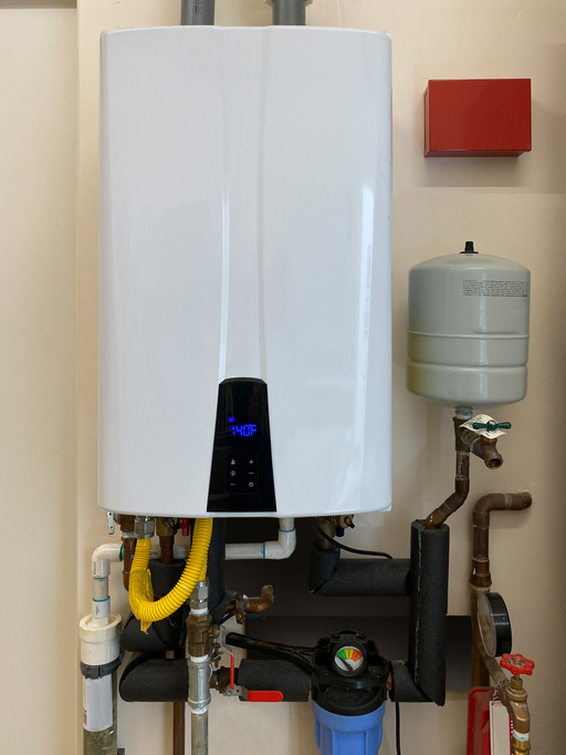 tankless water heater mounted on wall